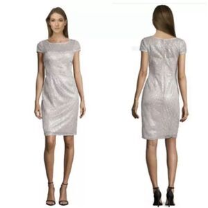 NWT Adrianna Papell feather sequin sheath cocktail dress size 14W